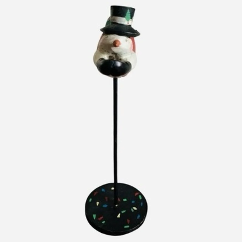 Vintage Dept 56 Flying Snowman on Stand Wood Christmas Figurine 4.5x10